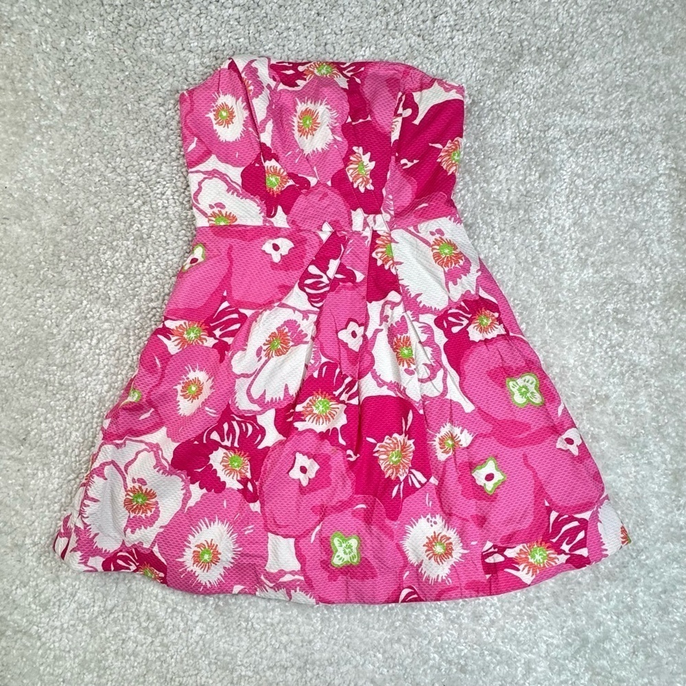 Lilly Pulitzer  Bloom Dress Pink Floral Preppy Resort Coquette Cruise Tropical 4 - Picture 2 of 12